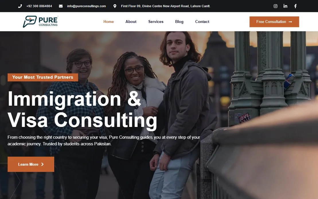 Pure Consulting homepage