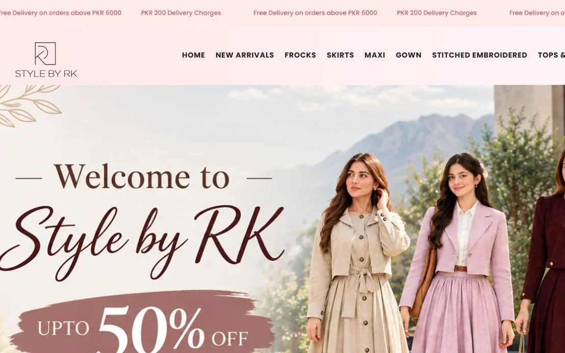 Style by RK Shopify store homepage